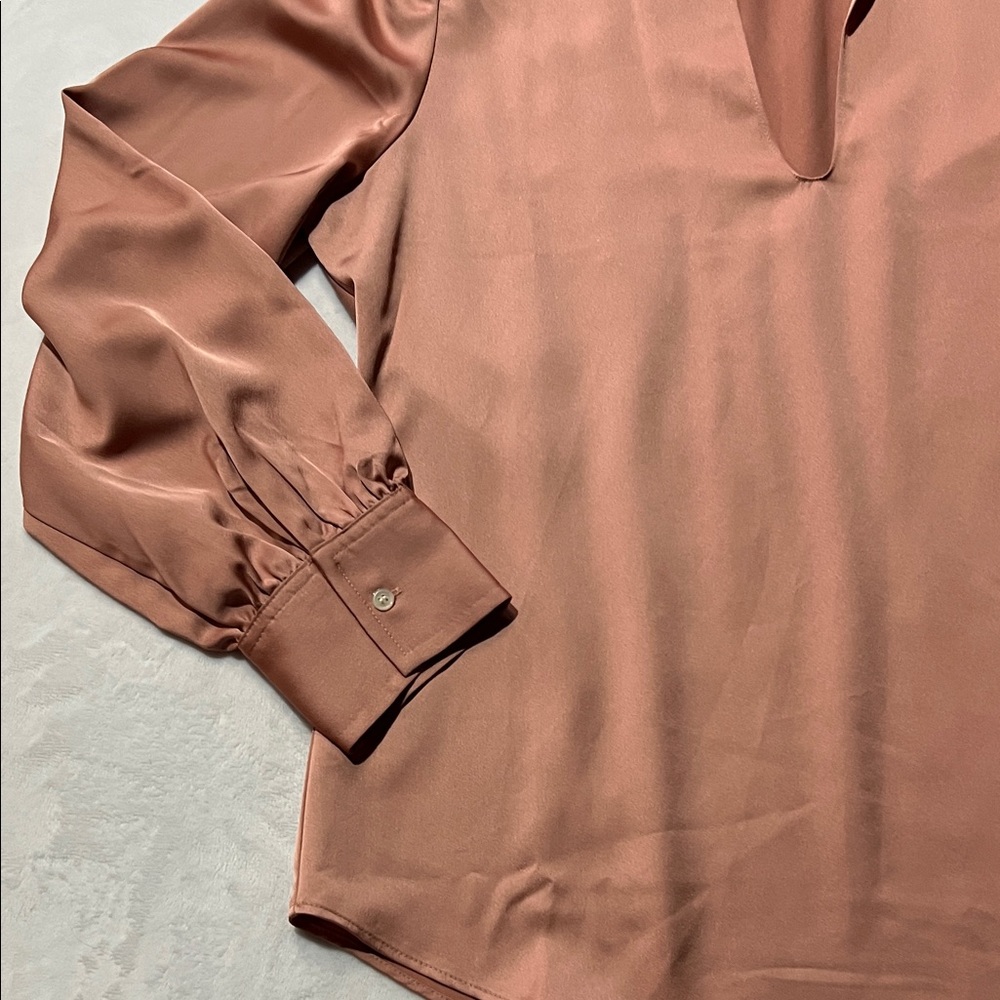 J. Crew Collared Satin Pop over Long-Sleeve elegant minimalist work top edgy - Picture 5 of 10